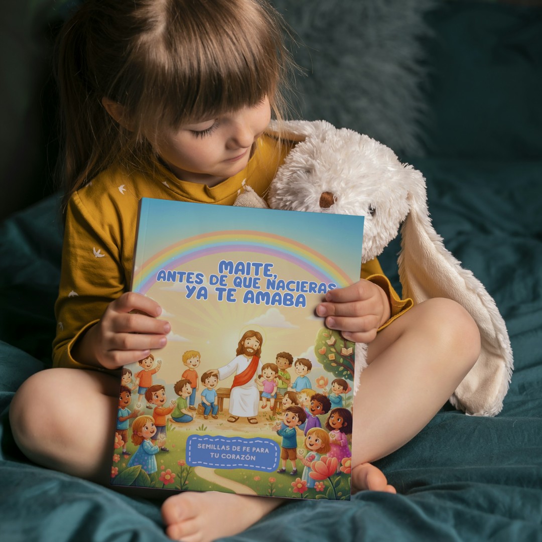 Maite con su libro personalizado